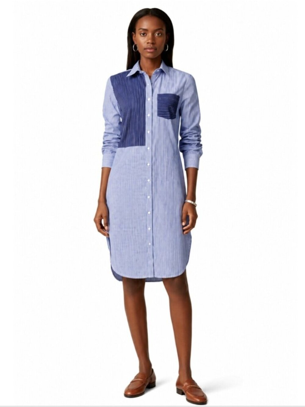 NWT Lauren Ralph Lauren Blue & White Shirt Dress